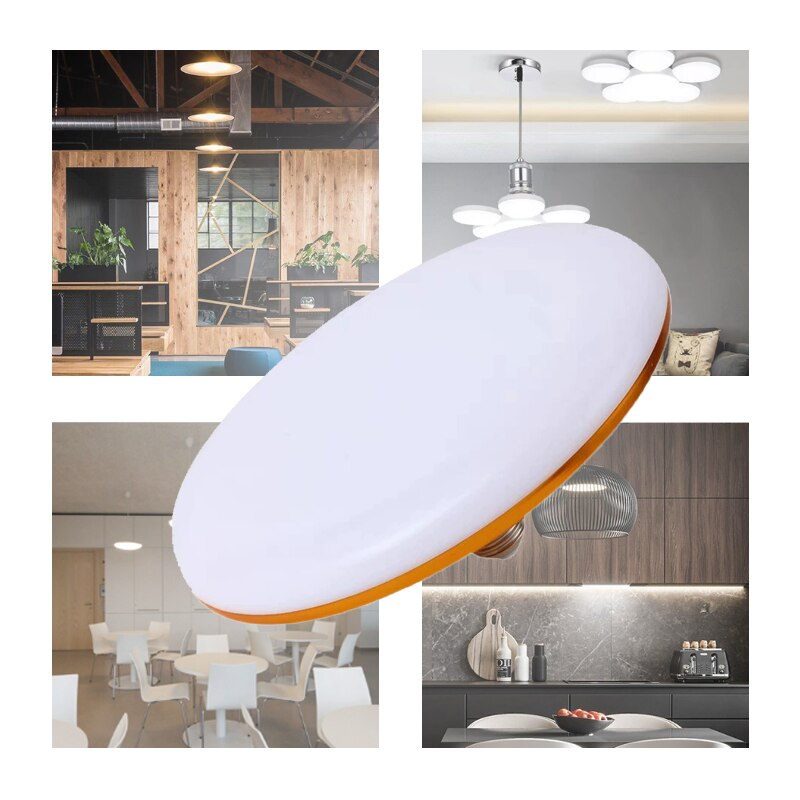 Bombilla LED de ahorro de energía para el hogar, Base E27 de CA 220v, iluminación interior de 15W, platillo volador, lámpara de techo de 6500k, luz de garaje