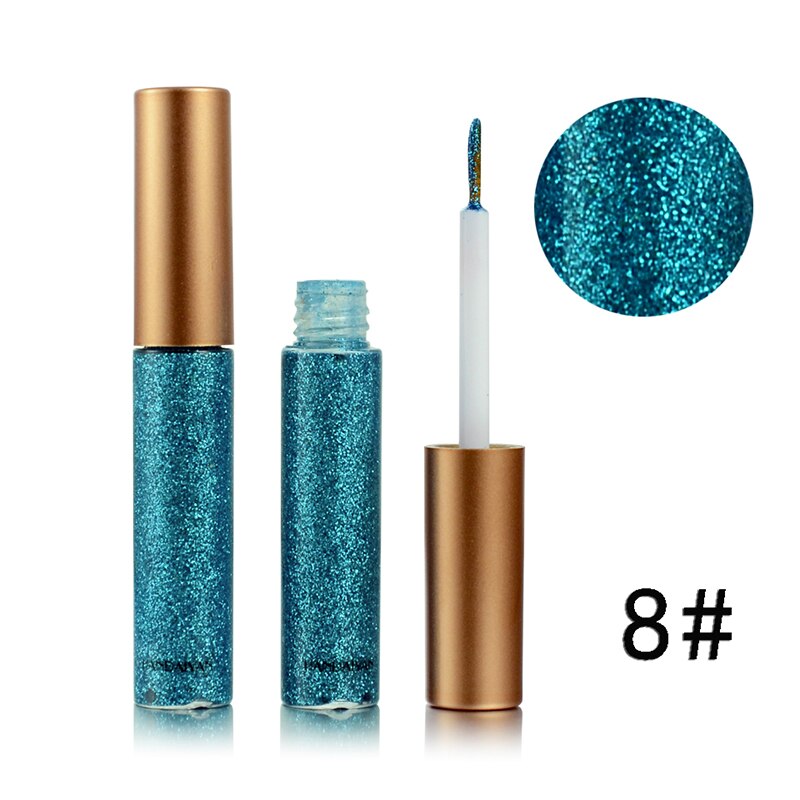 Handaiyan skinnende glitter flydende eyeliner blyant diamant shimmer eyeliner rosa guld farve eyeliner makeup til øjenkosmetik: 08