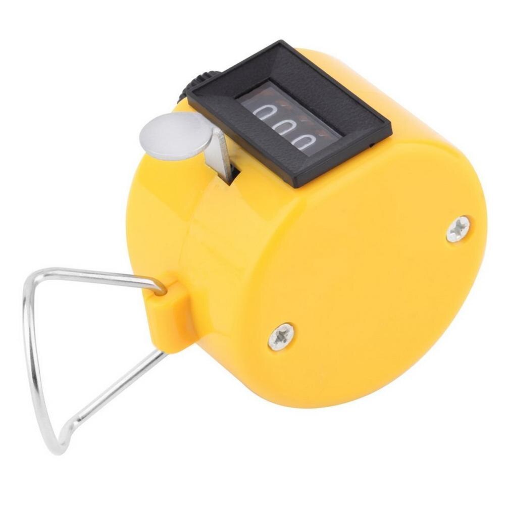 Yellow 4 Digit Number Counters Plastic Shell Hand Finger Display Manual Counting Tally Clicker Timer Soccer Golf Coin Counter