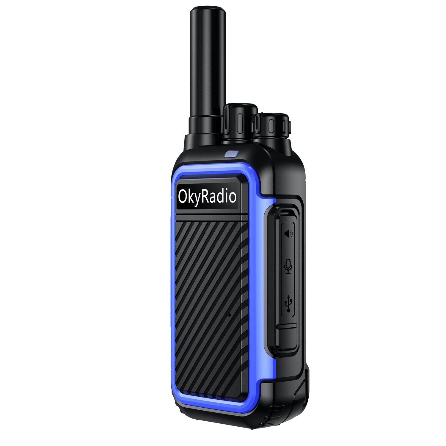 OkyRadio-walkie-talkie portátil resistente al agua, dispositivo con llamada de 6km, batería de 2022 mAh, potencia de 5w, 16 Canales para el trabajo, 4800: Blue-1PCS