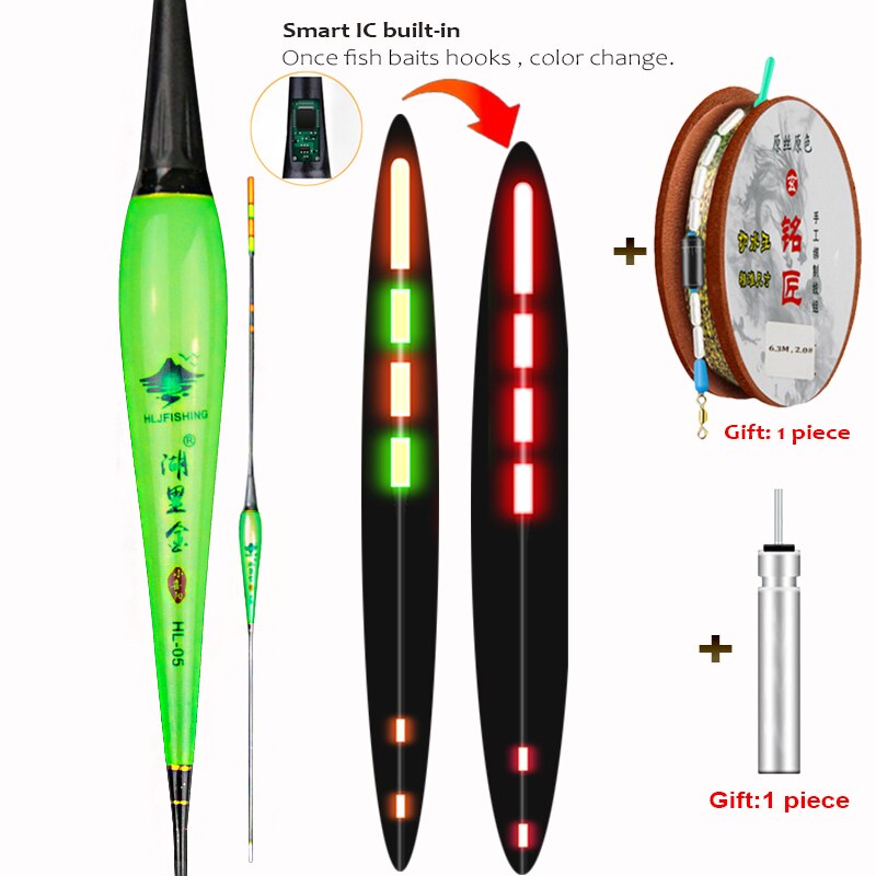Hljfish flotteur de pêche flotteur électrique capteur de gravité Smart IC intégré appâts de poisson antenne changement de couleur LED flotteur lumineux