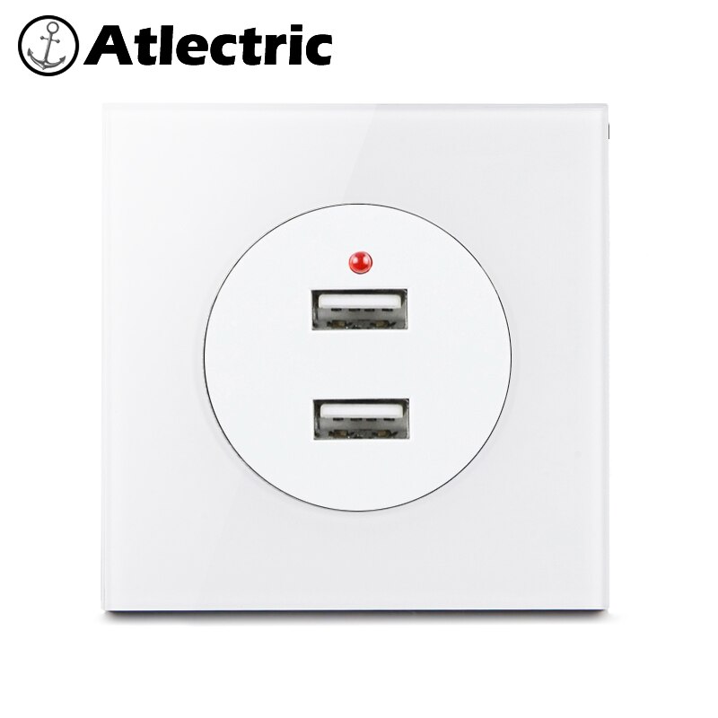 Atlectric 1 2 3 4 gäng 1 2 -vägs hem strömlampa strömbrytare på/av-knapp strömbrytare lampa ljus usb eu fr frankrike uttag glaspanel