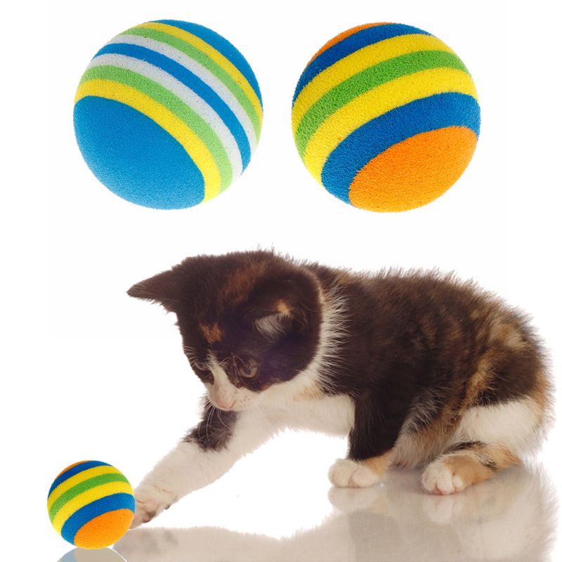 10 Pcs/Set Rainbow Ball Pet Toys EVA Soft Interactive Cat Dog Puppy Kitten Play Funny Colorful Chew Balls Pets