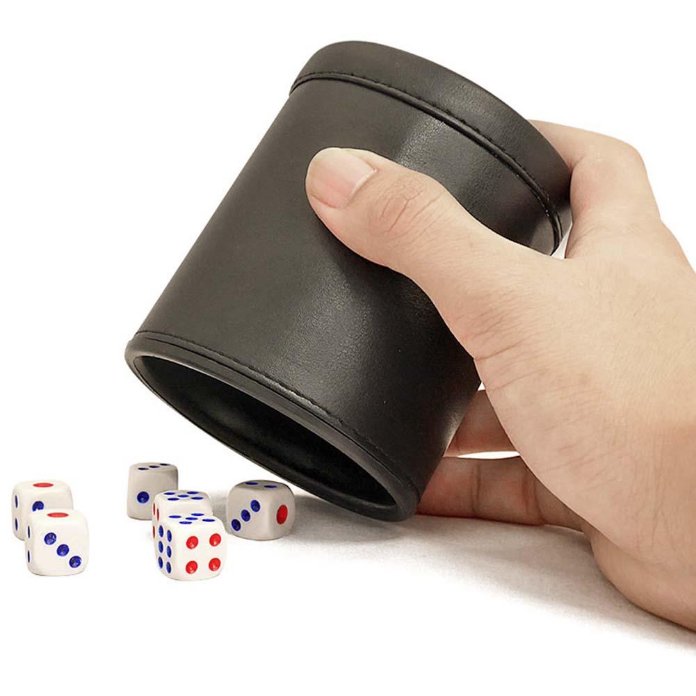 Zwart Pu Leer Dobbelbeker Effen Kleur Handleiding Dobbelbeker Bar Party Dice Game Accessoires Dicebox (Zonder Lade Of dobbelstenen)