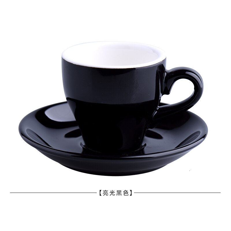 80cc färgade billiga tjocka keramiska espressokoppar fatset kafé hushållscaffe latte expresso stark kaffemugg bricka: Svart