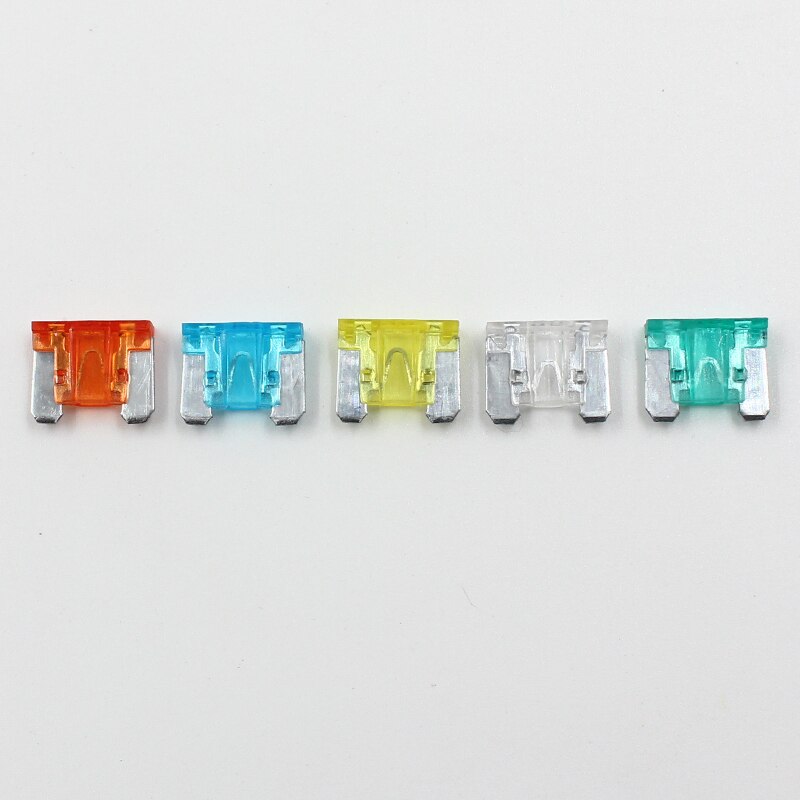 100pcs automotivo pc e liga de zinco de baixo perfil mini fusíveis 5a 7.5a 10a 15a 20a 25a 30a fusível de carro