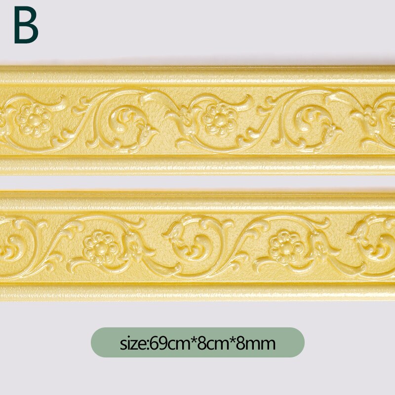 Self Adhesive 3D Foam Wall Stickers Waterproof Baseboard Wallpaper Border Wall Sticker Living Room Bedroom House Decorations: B