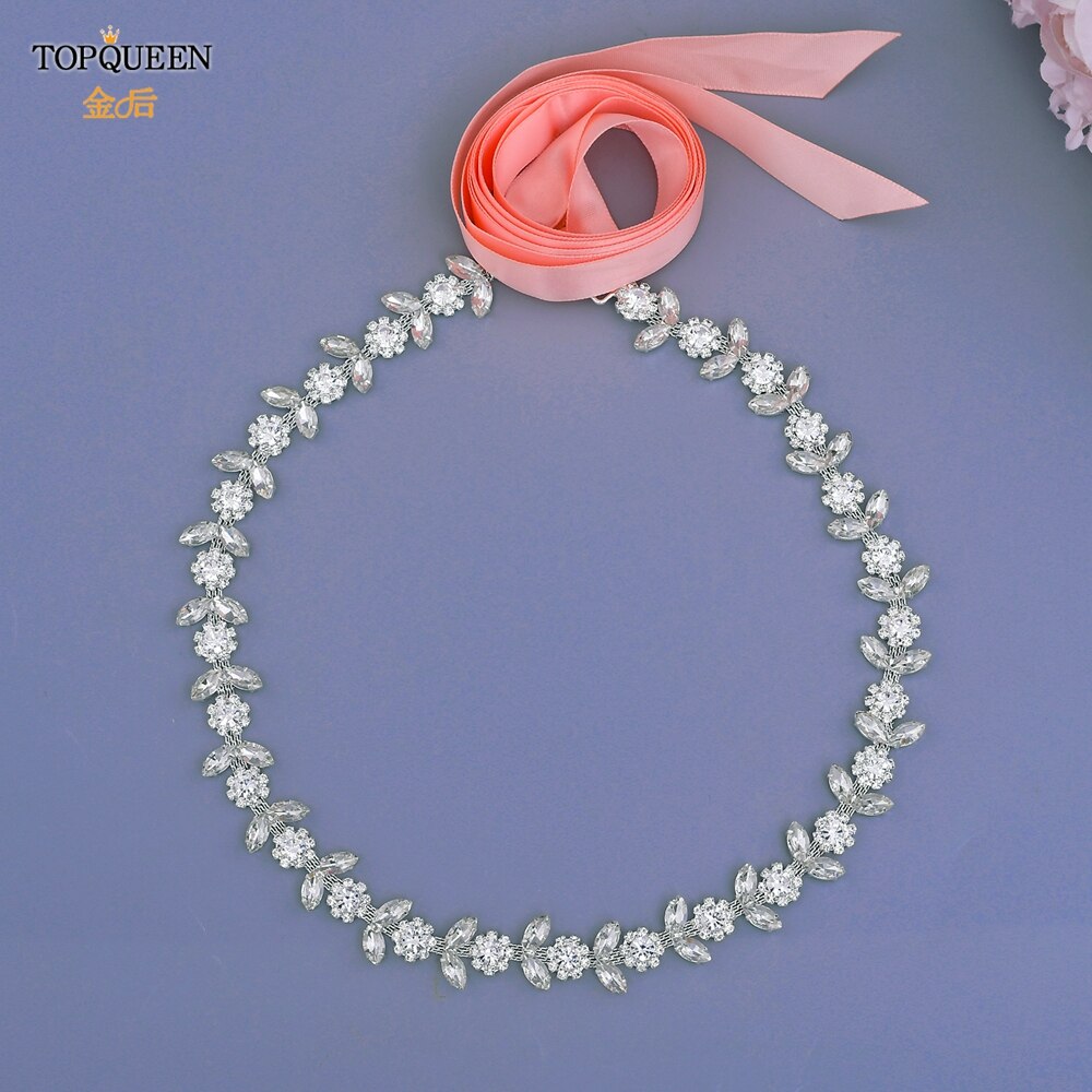 TOPQUEEN Luxus Strass Gürtel Hochzeit Gürtel Diamant Braut Gürtel Schärpe Hochzeit Zubehör Abend Party Band Gürtel Schärpe S440: Vntage Rosa