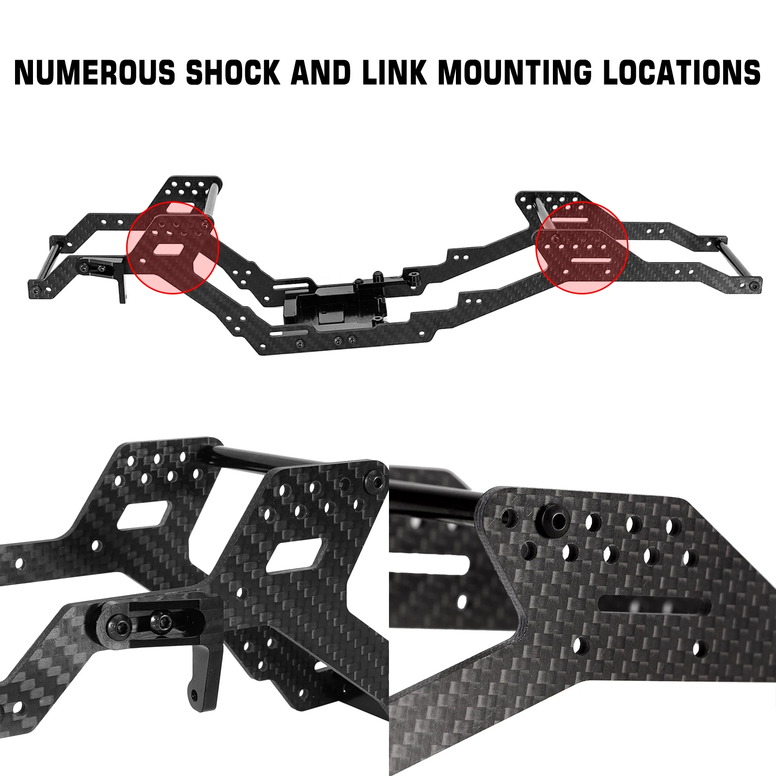 INJORA-Kit de chasis de fibra de carbono LCG, distancia entre ejes de 313/324mm, viga de marco para 1/10 RC Crawler TRX4, piezas de mejora