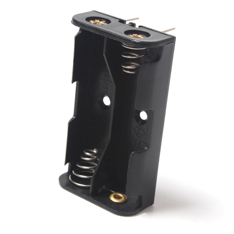 1Pcs Plastic 3V Output 2 x AA Battery Holder Spring Clip Black 2Slot Battery Box With Pin For Soldering Connecting