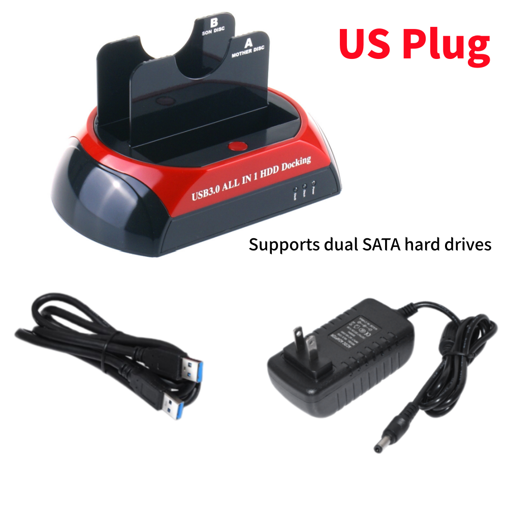 Stacja dokująca podwójny-Zatoka USB 3.0 SATA na dyski twardy - dla dysków HDD/SSD o rozmiarze 2,5 i 3,5 cala z szybkim transferem danych: BIAŁY