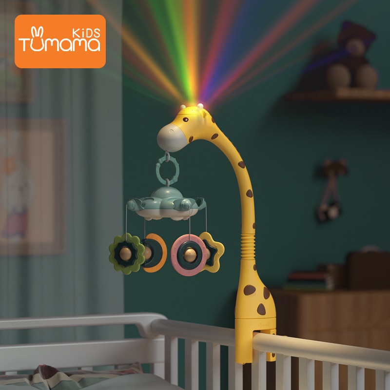 Tumama Baby Rassel Giraffe Mit Sternenlicht Projektion Kann Drehen 360 Grad Baby Spielzeug Für Neugeborene Pädagogisches Spielzeug Für Baby