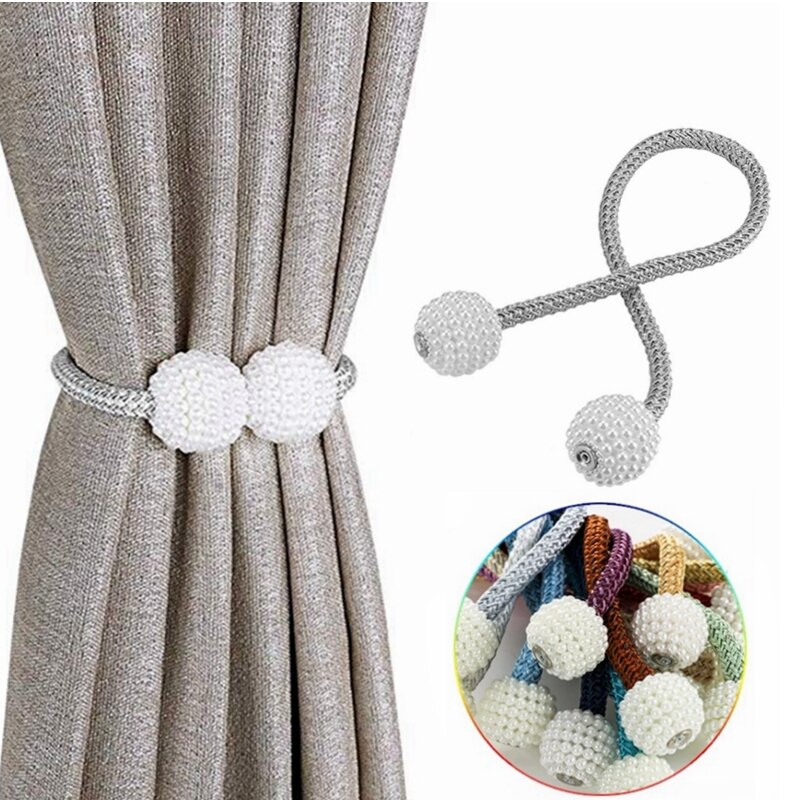 Pinces à rideaux magnétiques 2 pièces, pinces à rideaux, support de rideau, pompon, Clips magnétiques pour embrasses, attaches arrière, accessoires de décoration pour la maison