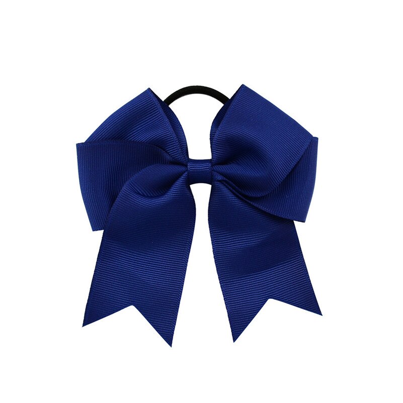 4.5 Inch Girls Cute Solid Cheerleading Bow Women Elastic Hair Bands Ribbon Rope Ponytail Holder Hair Ties Kids Hair Accessories: 1 Navy Blue