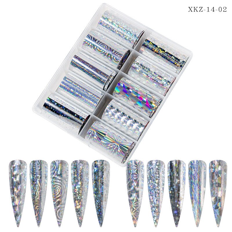 Snakeskin Marble Sticker Set Gold and silver Nail Foils Transfer Wraps Nail Art Decoration Star transfer paper 10Rolls/Bottle