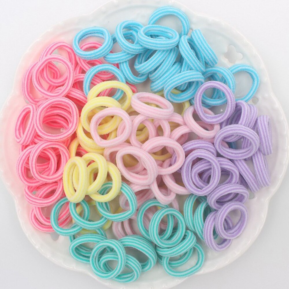 100 unids/lote alto estiramiento sin costura toalla lazo cabello elástico Color caramelo banda para el cabello reutilizado anillo para niñas sombreros: 04