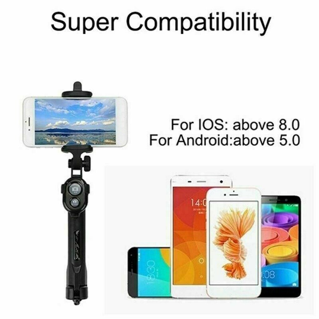 Universele 3-in-1 Bluetooth Selfie Stick met Statief - Zwart Universele 3-in-1 Bluetooth Selfie Stick met Statief - Zwart