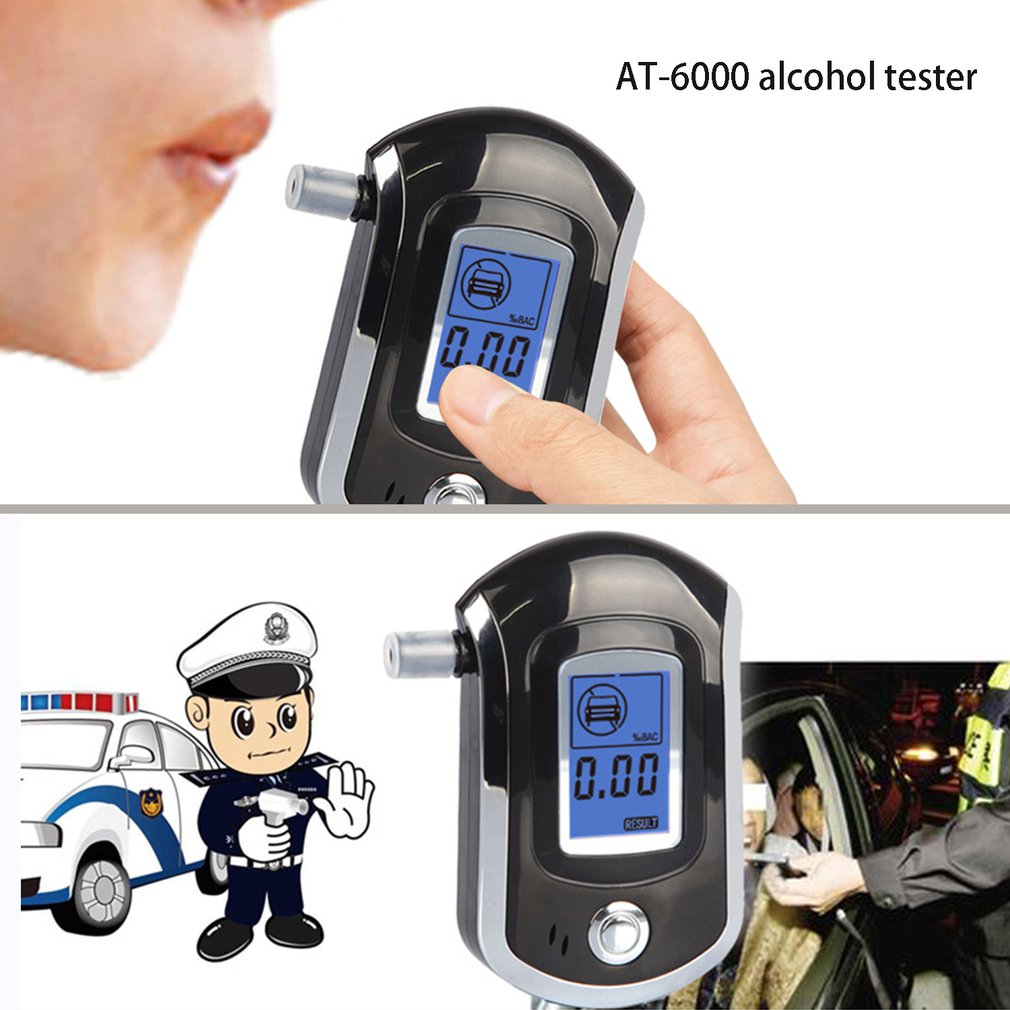 Professionele Adem Alcohol Detector Digitale Lcd-scherm Batterij Power Hand-Hold Professionele Bac Tracker Met 5 Mondstukken