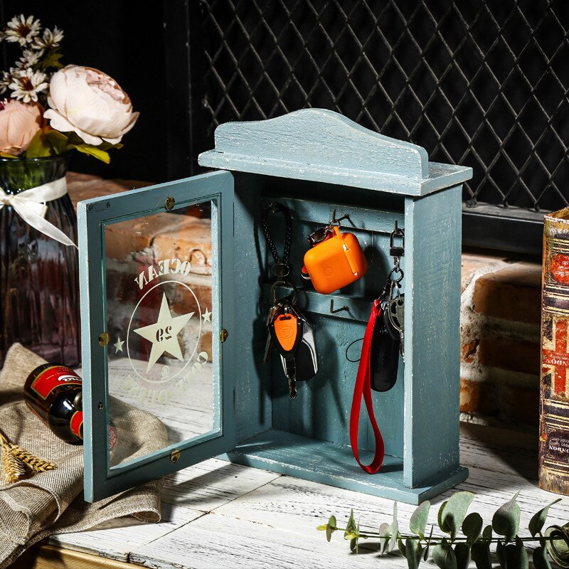 decorative shabby chic wood wall hanging key box