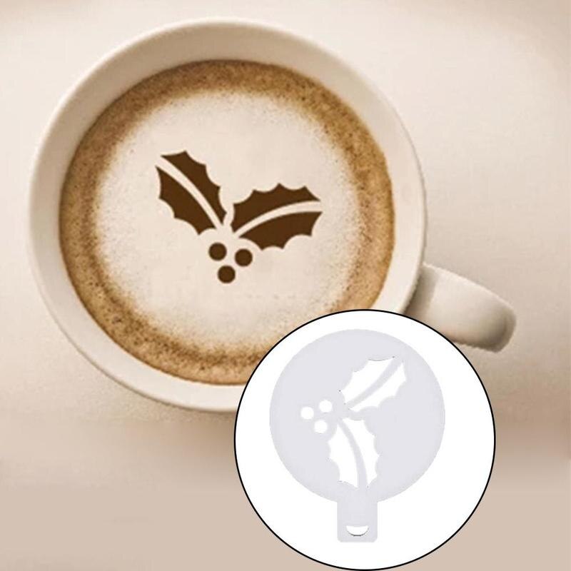 8 stk /2 poser tegneserie mønster cappuccino kaffe skum spray kaffe skabelon dekoration diy trykning forsyninger stencils barista m  w5 t 5