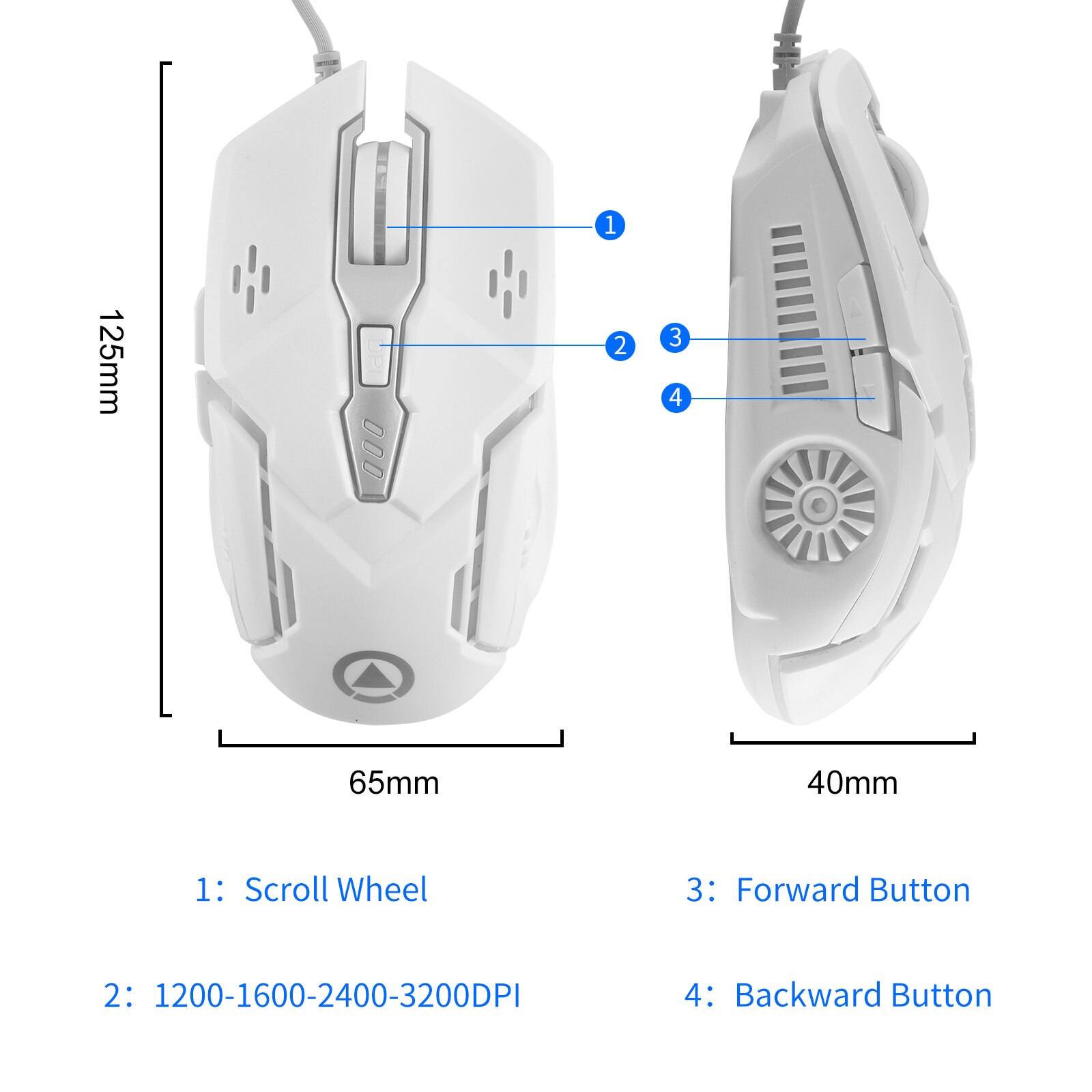 Souris de jeu filaire 3200 DPI, accessoire optique ergonomique et , USB, LED, Cool, avec tapis de souris pour ordinateur portable et PC