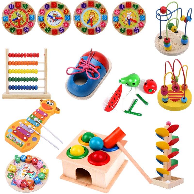 1Piece Kids DIY Eva Clock Learning Education Toddler Lacing Shoes Montessori Kids Wooden Toys Children Toys