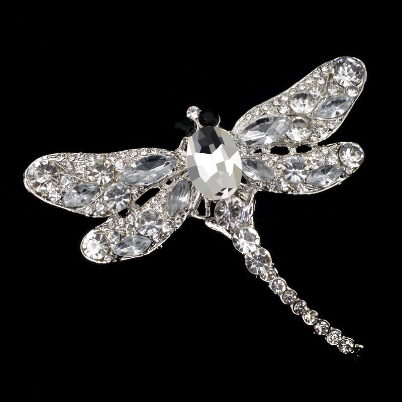 Jong Tulp Crystal Vintage Dragonfly Broches Voor Vrouwen Grote Insect Broche Pin Mode Jurk Jas Accessoires Leuke Sieraden