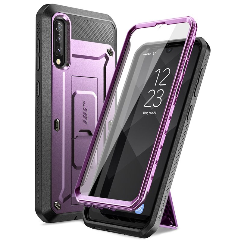 Coque intégrale et robuste pour Samsung Galaxy A50/A30s, compatible UB Pro , avec protection d&#39;écran intégrée et béquille: MetallicPurple