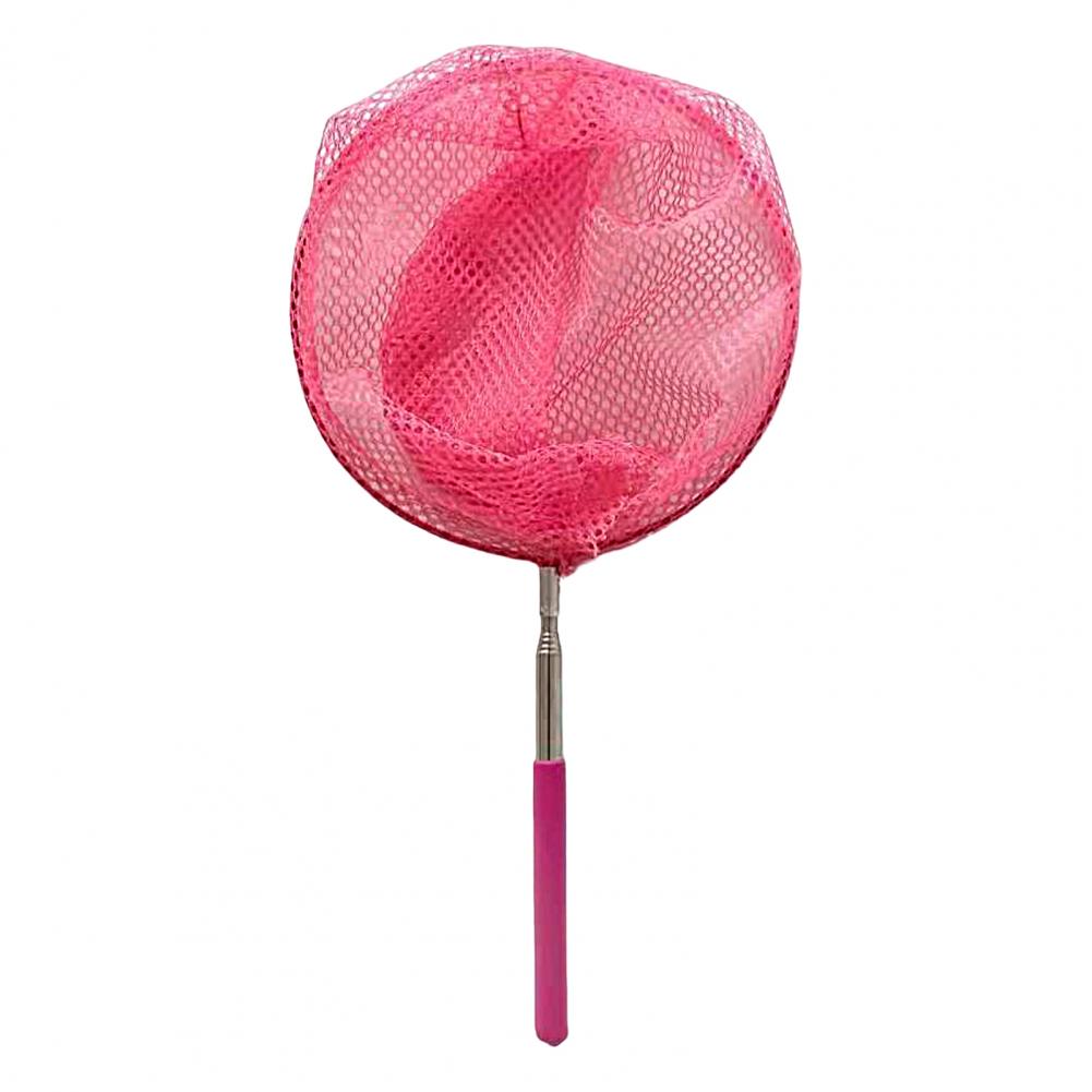 Filet de pêche télescopique pour enfants, filet de pêche en acier inoxydable pour attraper des poissons, filet d'extérieur pour insectes, papillons et libellules: Rose