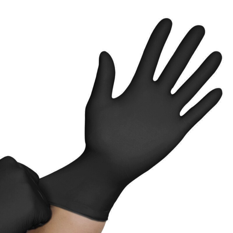 100 Stuks Wegwerp Nitril Handschoenen Allergie Gratis Olie-Proof Voor Huis Schoonmaken/Voedsel/Tuin Handschoenen Universele Voor links En Rechts: Black / S