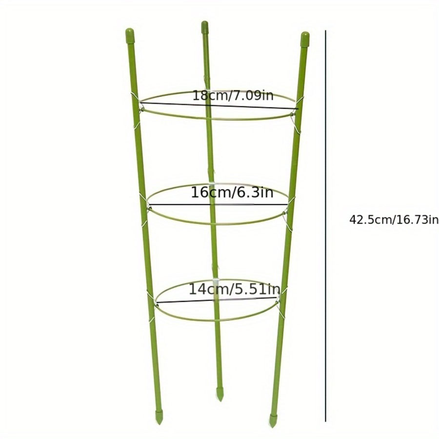 Plant Climbing Pergola Fixed Support Wire Tomato Rose Climbing Frame Round Plastic-Coated Garden Supplies Three Ring Iron Frame