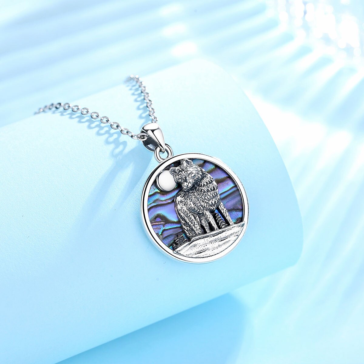 Eudora 925 sterling silber abalone muschelkopf wolfsanhänger mutter auster blau farbenfroh feine halskette schmuck für führungskraft