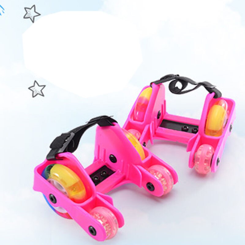 Patines de ruedas luminosos intermitentes, zapatos seguros para niños, patines deportivos de doble fila para patinaje sobre ruedas para adultos y niños: Pink
