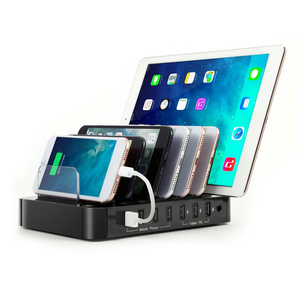 S760 Universal 7-Port USB Charging Station USB Charger Charging Dock With 60W Power Adapter for Tablets Smartphones