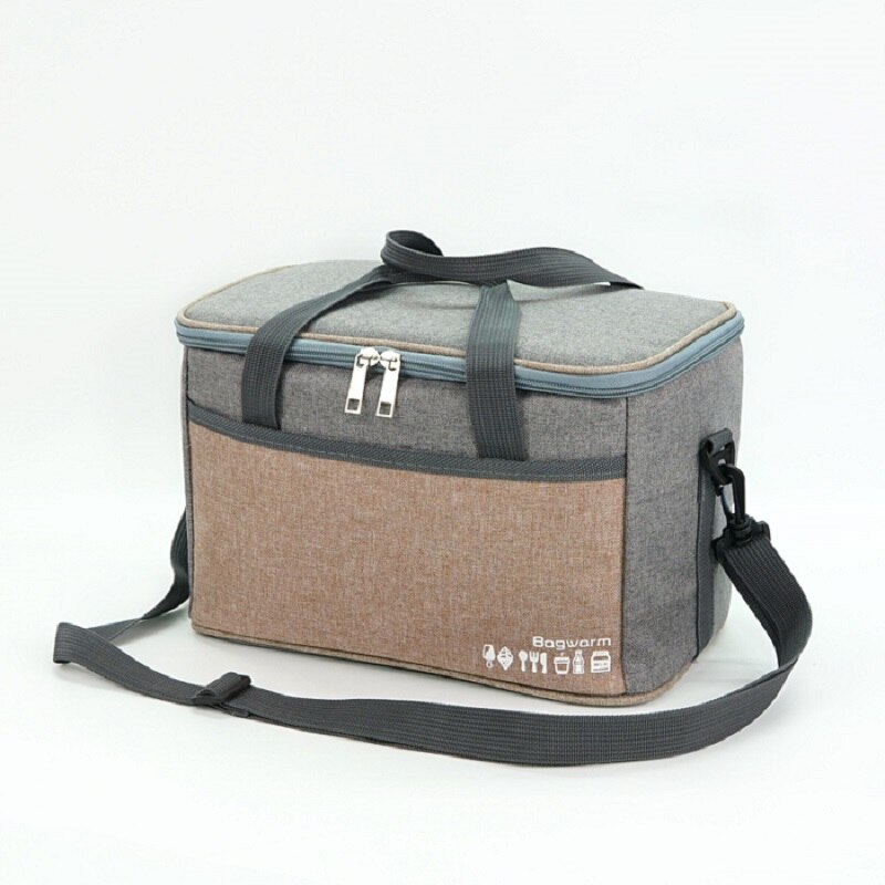 10L Ant cloth waterproof cooler bag picnic thermal insulated ice pack fresh thermo food cool wine lunch box shoulder bags: Gray