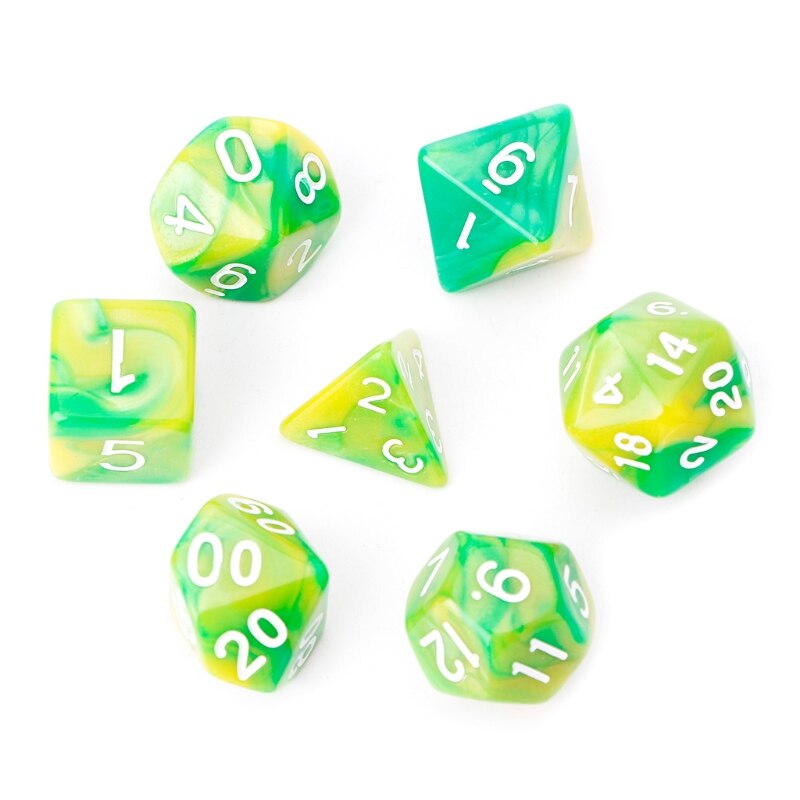 7 dés polyédriques en acrylique, pour jeu de société TRPG H4GF: Green