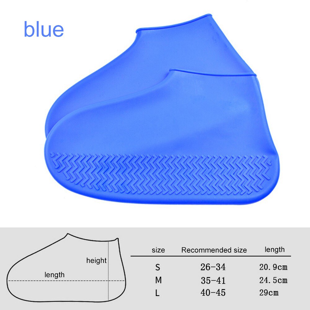 Outdoor Waterproof Shoe Covers Women Sport Shoe Cover Thermal Mountain Bike Waterproof Men Overshoes Protector 3 Size Cycling: Blue / L