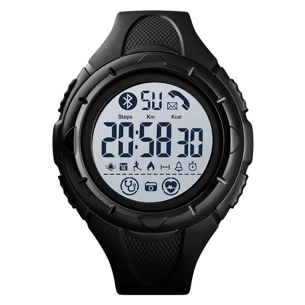Skmei Waterdicht Heren Horloges Casual Led Digitale Outdoor Sport Horloge Mannen Multifunctionele Bluetooth Horloges: Black-white