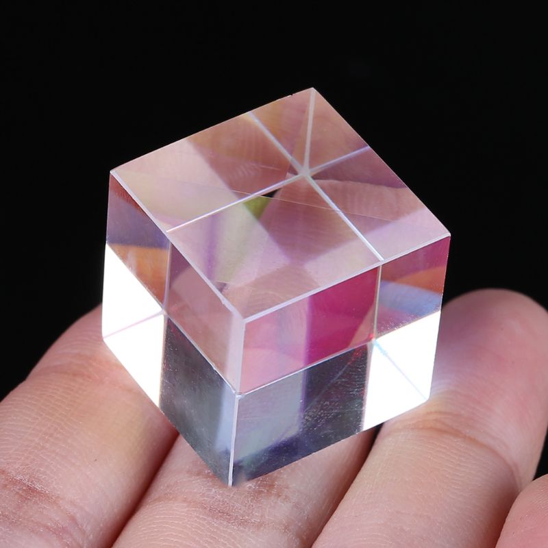 Colorful Combiner Splitter Cross Dichroic Cube RGB Prism Optical Glass Triangular Prism for Teaching Light Spectrum Physics