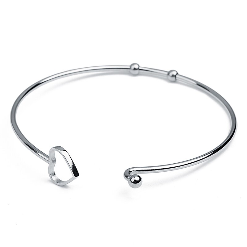 XINYAO 2pcs/lot Stainless Steel Love Heart Wire Bangle Bracelet Female Cute Open Cuff Arm Bracelets Bangles