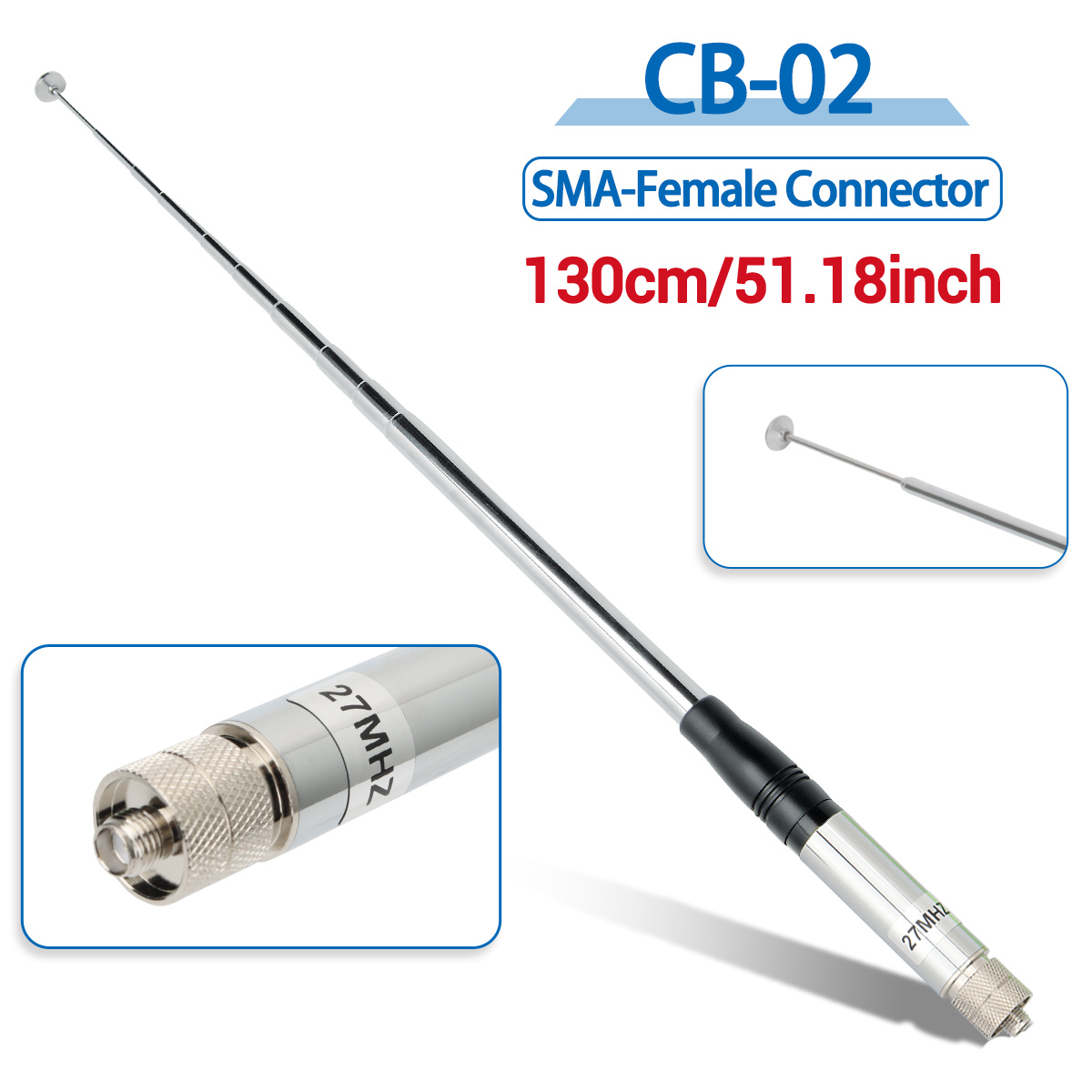27MHz SMA-Female Handheld Telescopic CB Antenna For Iradio UV-98 PLUS BinTolk BT8200 Quansheng TK11 Radtel RT-860 RT-880: Default Title