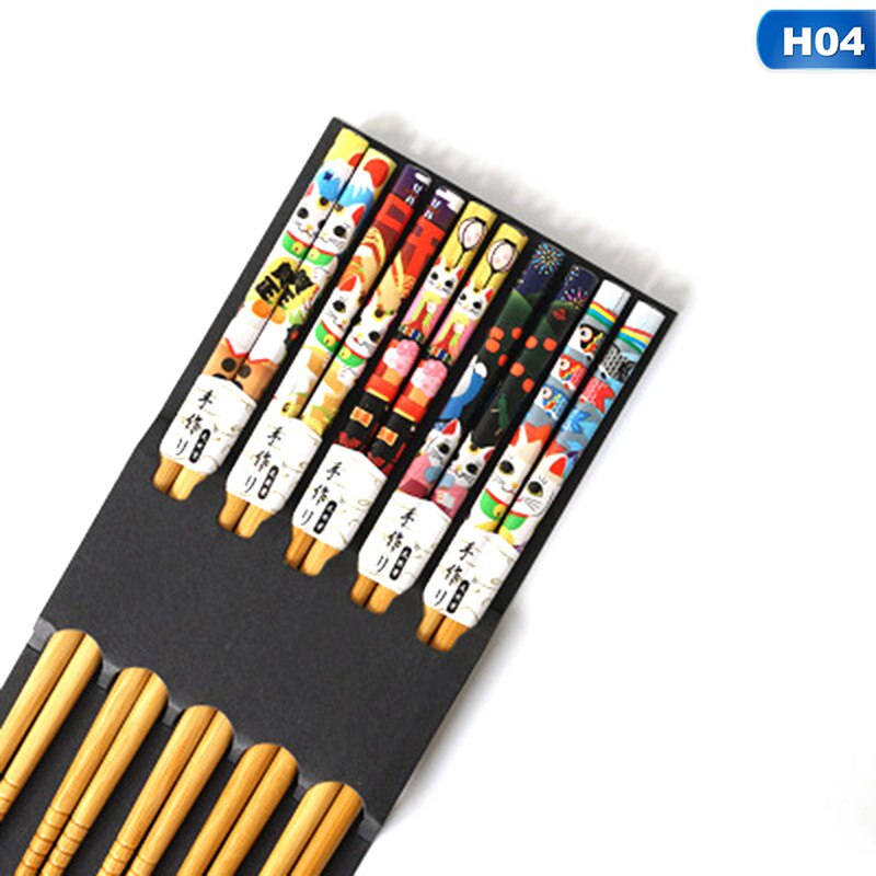 5 Pair Chopsticks Handmade Bamboo Japanese Natural Wood Chopsticks Sushi Food Multi Color Wooden Chopsticks Reusable: H04