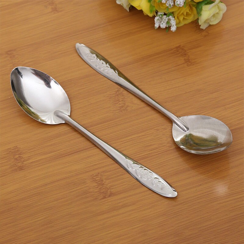 Visual Touch Kitchen Soup Spoon Stainless Steel Spoon Handle Flatware Ice Cream Tools Kitchen Gadget Eco Friendly
