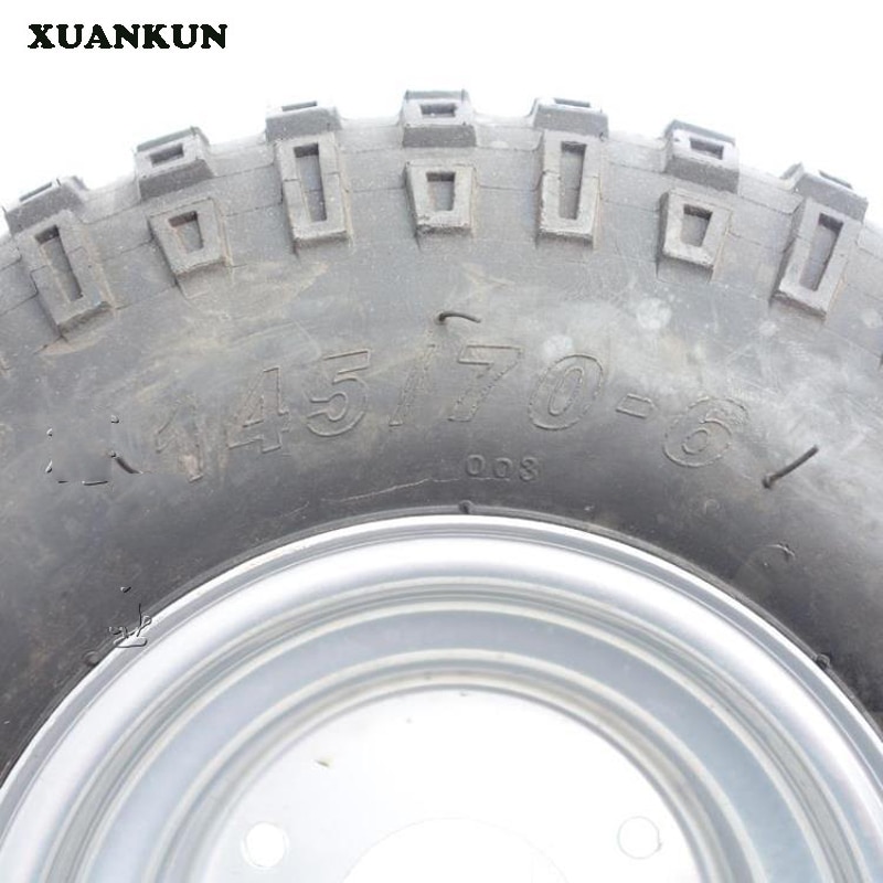 XUANKUN ATV 145 / 70-6 Inch Tires Wheel 6 Inch Vacuum Tires 3 Hole Wheel Rims