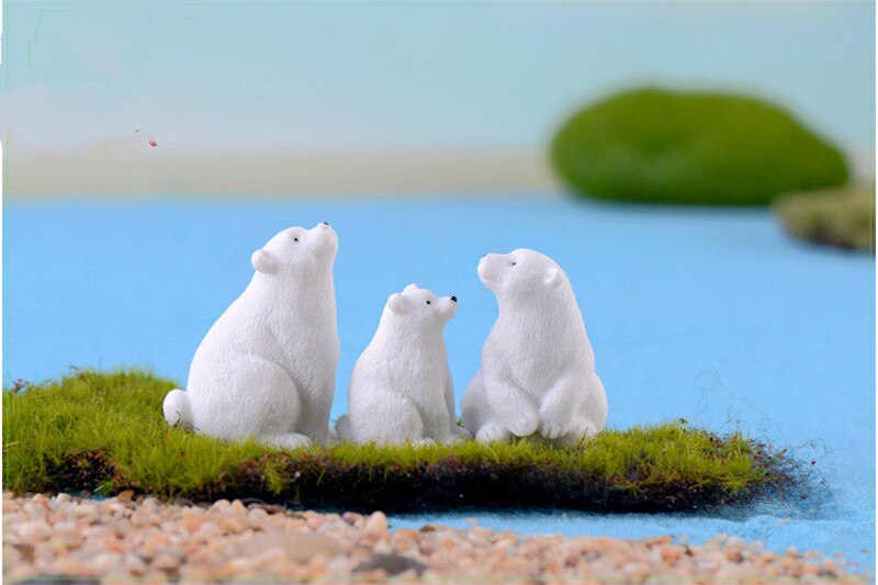 Søt mor og babybjørn til miniatyr diy potteplante dekorasjoner