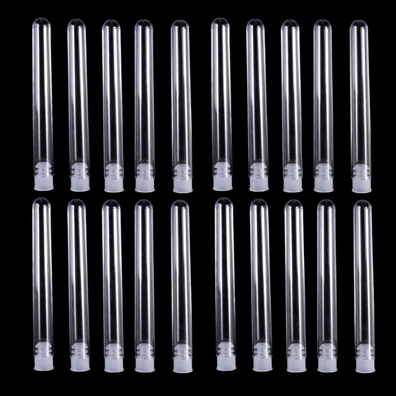 50 stuks Clear Plastic Test Tubes 12 door 100 mm met Push Caps M17F