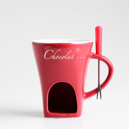 Fondue Mug Set Personal Mini Fondue Pots Chocolate Cheese Ice Cream Fondue Maker Kit Individual Butter Melter Cup Small Warmer: Red
