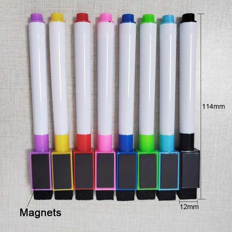 8 Kleuren Stuks Set Kleurrijke Magnetische Droge Wissen Whiteboard Marker Pen Voor Koelkast, home Kitchen Office School Classroom Kids Levert