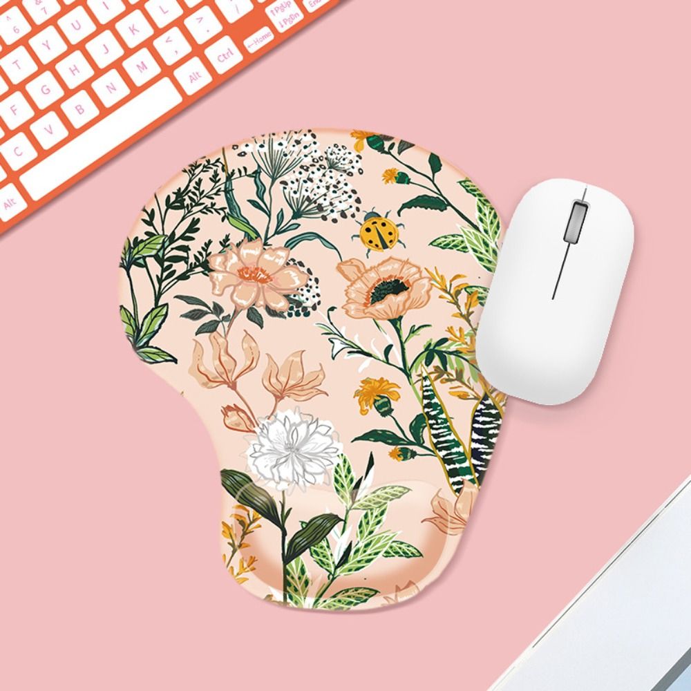 Comfortable Cartoon Series Wrist Rest Mouse Pad Marbled Texture Hand Support Mouse Mat Oil Painting Non Slip Gaming Mousepad: APRICOT