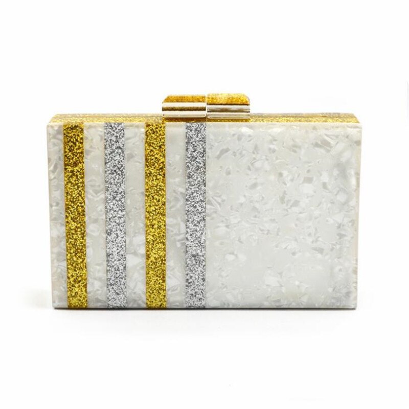 women patchwork evening clutch bags Acrylic bling wedding wallets with chain shoulder bags MN1577: Default Title